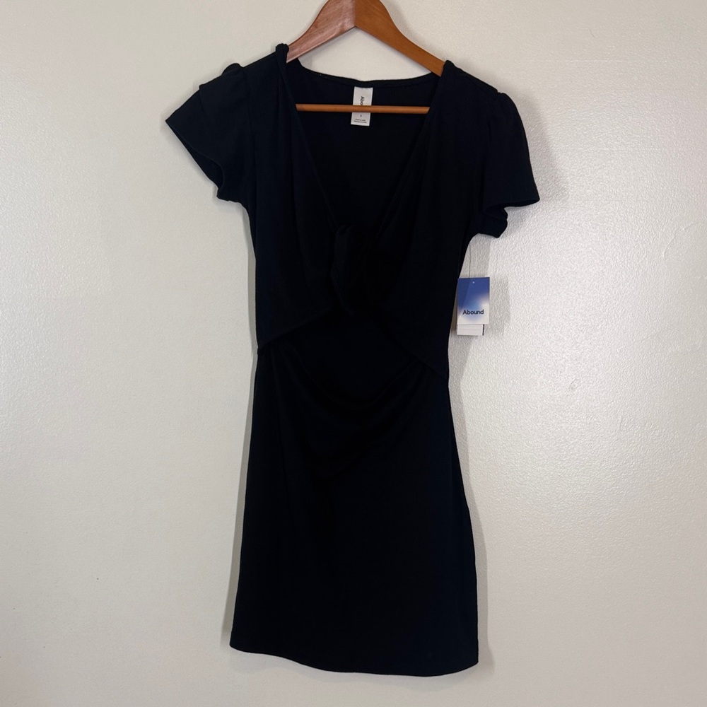 Abound Classic Black Short Sleeve Dress Small Cutout Organic Cotton